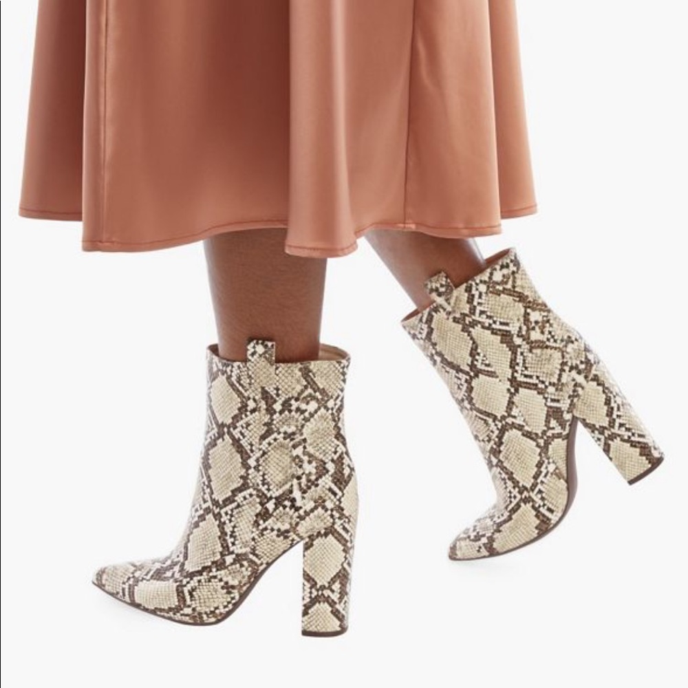 Snake Print Block Heel Bootie - image 5